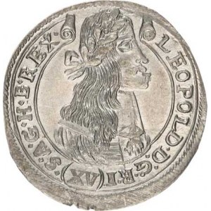 Leopold I. (1657-1705), XV kr. 1677 KB Hol.77.1,2 R, hr. ražbou