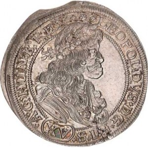 Leopold I. (1657-1705), XV kr. 1677 NB IS Hol.77.2,1 RR, mír. kraj. stř.