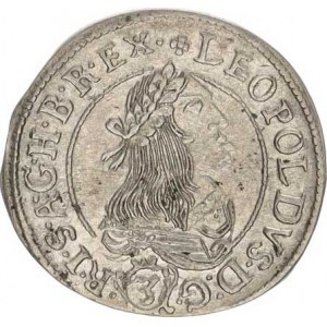 Leopold I. (1657-1705), 3 kr. 1661 KB - PATRONA Husz. 1463; Hal. 387 var.: tečka
