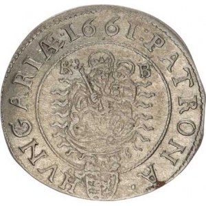 Leopold I. (1657-1705), 3 kr. 1661 KB - PATRONA Husz. 1463; Hal. 387 var.: tečka