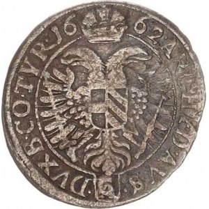 Leopold I. (1657-1705), 3 kr. 1662 CA, Vídeň-Cetto var.: v Av. perlovcový a hladký kruh,