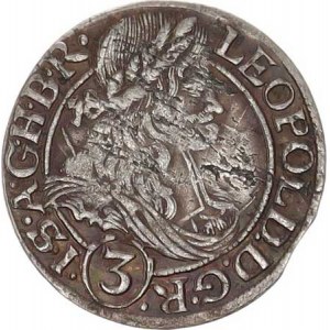 Leopold I. (1657-1705), 3 kr. 1666 SHS, Vratislav-Hammerschmidt MKČ -, oděv přerušuje