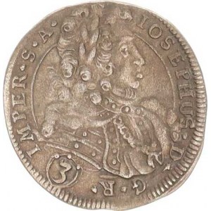 Josef I. (1705-1711), 3 kr. 1706 BW, K.Hora-Wohnsiedler jako MKČ 1731, ale jiný typ