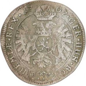 Josef I. (1705-1711), 3 kr. 1707 BW, K.Hora-Wohnsiedler R MKČ 1731 var.: IMPER.