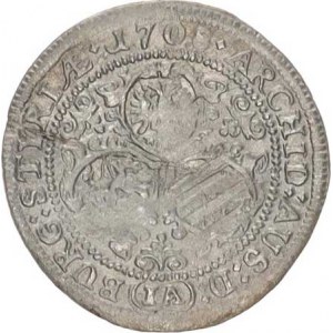 Josef I. (1705-1711), 3 kr. 1708 IA, Štýrsko-Aigmann 1,269 g, rovnaný stř.