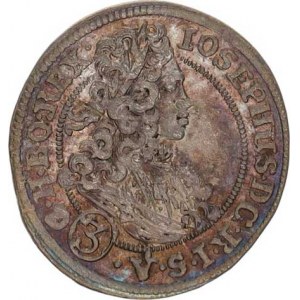 Josef I. (1705-1711), 3 kr. 1708 FN, Vratislav-Nowak MKČ kombinace -av. 1762 / rv. 1