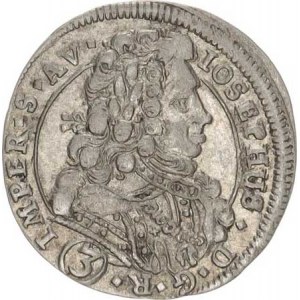 Josef I. (1705-1711), 3 kr. 1711 BW, K.Hora-Wohnsiedler