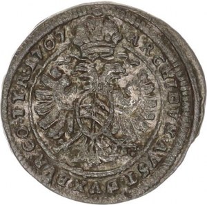 Josef I. (1705-1711), 1 kr. 1707 b.zn., Vídeň RR Her. 248 0,939 g