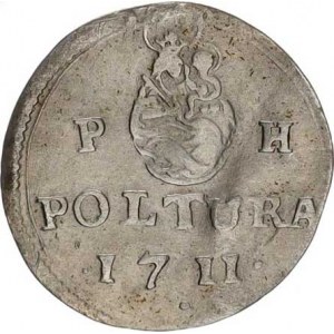 Josef I. (1705-1711), Poltura 1711 PH - Ag var.: bez teček před a za P H, jiný typ ru