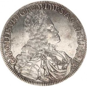 Karel VI. (1711-1740), Tolar 1725, Tyroly Hall - opis začíná zleva od ramene, hlava nepř
