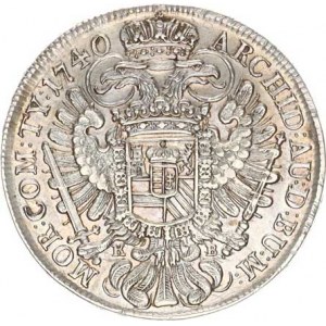 Karel VI. (1711-1740), Tolar 1740 KB, Kremnica Husz. 1606; Her. 455 /28,762 g/