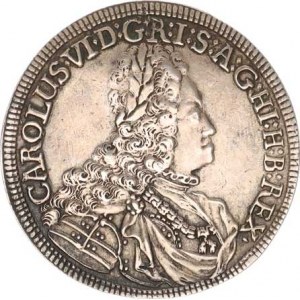 Karel VI. (1711-1740), 1/2 Tolar b.l., Tyroly Hall Her. 484-485; KM 1547 R