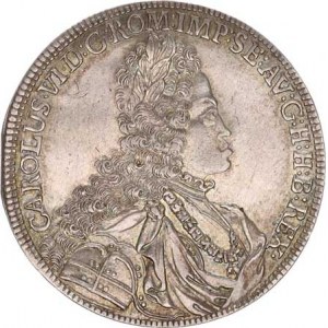 Karel VI. (1711-1740), 1/2 Tolar b.l., Tyroly Hall - typ mladý portrét / malý znak, nep