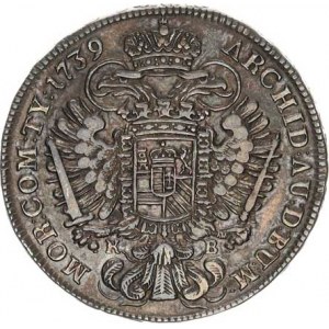 Karel VI. (1711-1740), 1/2 Tolar 1739 KB Husz. 1614 14,295 g pěkná patina