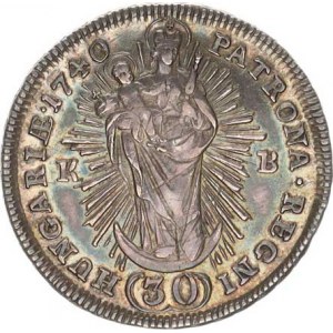 Karel VI. (1711-1740), 30 kr. 1740 KB R Husz. 1625 7,192 g, tém.