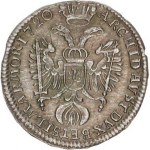 Karel VI. (1711-1740), 3 kr. 1720 b.zn., Praha-Scharff MKČ 1835 1,33g, m. hr.
