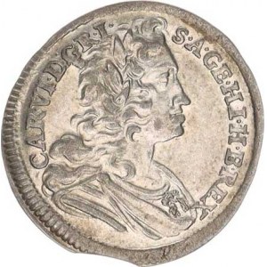 Karel VI. (1711-1740), 3 kr. 1725, Vídeň, mír. kraj. stř.