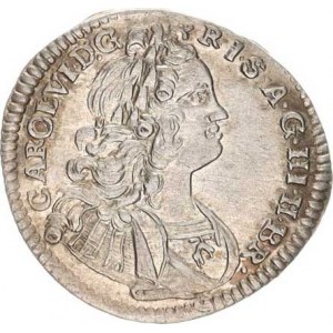 Karel VI. (1711-1740), 3 kr. 1727 b.zn., Vratislav 1,679 g