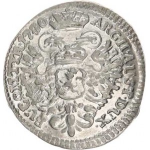 Karel VI. (1711-1740), 3 kr. 1740 b.zn., Praha-Scharff jako MKČ 1840, ale všechna písm