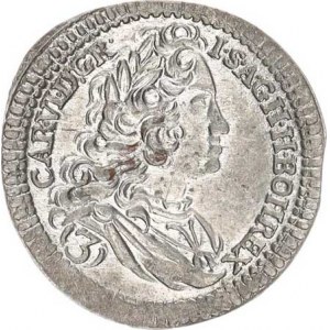 Karel VI. (1711-1740), 3 kr. 1740 b.zn., Praha-Scharff jako MKČ 1840, opis: D: G. R. -