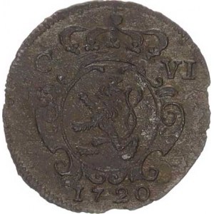 Karel VI. (1711-1740), 1/2 kr. 1720 Praha-Scharff R 0,424 g, patina