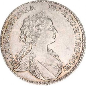 Marie Terezie (1740-1780), 1/4 Tolar 1742 b.zn., Tyroly Hall R 7,285g