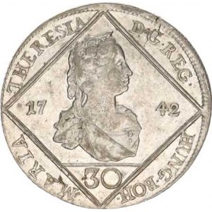 Marie Terezie (1740-1780), 30 kr. 1742 b.zn., Vídeň Her. 758; Eyp. 20