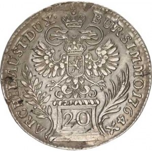 Marie Terezie (1740-1780), 20 kr. 1764 b.zn, Praha-Erdmann MKČ 1950, dr vady mater.