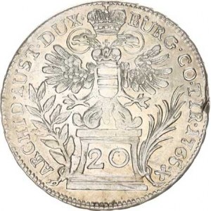 Marie Terezie (1740-1780), 20 kr. 1765 b.zn., Vídeň Nov.79 var.:jiný typ stuhy