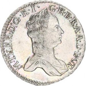 Marie Terezie (1740-1780), 3 kr. 1765 K-B, Kremnica Husz. -, minc. zn. uprostřed ! (po