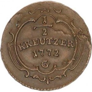 Marie Terezie (1740-1780), 1/2 kr. 1772 G, Günzburg R