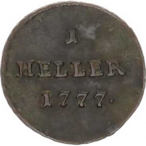 Marie Terezie (1740-1780), 1 Heller 1777 b.zn., Vídeň