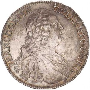 František Lotrinský (1745-1765), Tolar 1754 K-B, Kremnica Husz. 1787 var.: kratší nápisy v rv