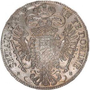 František Lotrinský (1745-1765), Tolar 1754 K-B, Kremnica Husz. 1787 var.: kratší nápisy v rv