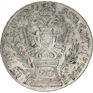 František Lotrinský (1745-1765), 20 kr. 1755 I I-A, Tyroly Hall - chyboražba minc. značky ! místo
