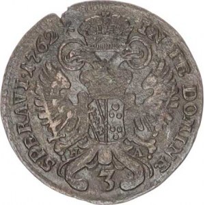 František Lotrinský (1745-1765), 3 kr. 1762 H-A, Tyroly Hall R, hr., mělčí ražba, patina