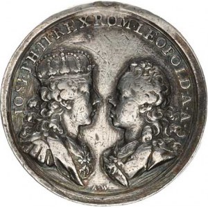 Josef II. (1765-1780-1790), Medaile 1764, na návštěvu uherských důlních měst. Dvojité poprsí