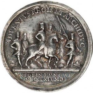 Josef II. (1765-1780-1790), Medaile 1764, na návštěvu uherských důlních měst. Dvojité poprsí