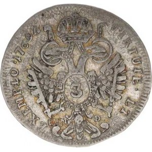 Josef II., jako spoluvladař (1765-1780), 3 kr. 1769 B/EVM-D Kremnica, Karl. Bělehrad Her. 302 RR 1,612 g