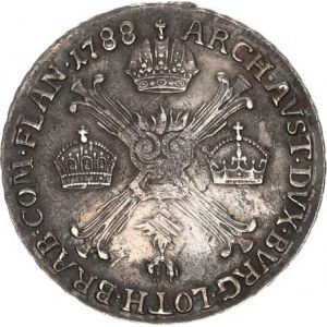 Josef II. (1780-1790), 1/4 Tolar křížový 1788 H Her. 211 7,226 g