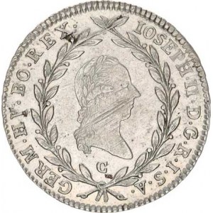 Josef II. (1780-1790), 20 kr. 1784 C R, mírně just.