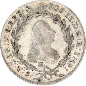 Josef II. (1780-1790), 10 kr. 1783 H R 3,884 g, tém.