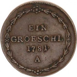Josef II. (1780-1790), Grešle (3/4 kr.) 1781 A - pro Čechy var. B (patka u č. 7)
