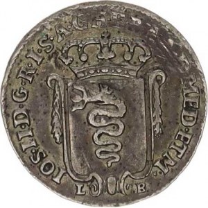 Josef II. (1780-1790), 5 Soldi 1784 L-B, pro Lombardsko R, mír. nedor., tém.