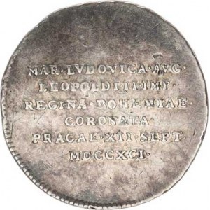 Leopold II. (1790-1792), Malý korunovační žeton král.Marie Ludoviky v Praze 12.9. 1791