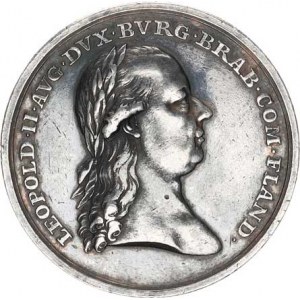 Leopold II. (1790-1792), Medaile 1791, na holdování v Belgii Ag 39 mm 23,614 g R