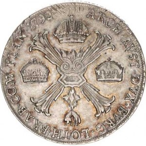 Leopold II. (1790-1792), Tolar křížový 1792 M 29,537 g, nep. just., tém.