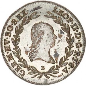 Leopold II. (1790-1792), 20 kr. 1791 B 6,692 g, skvr., tém.