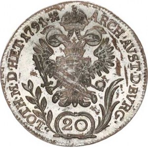 Leopold II. (1790-1792), 20 kr. 1791 B 6,692 g, skvr., tém.