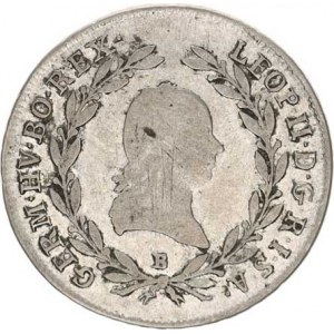 Leopold II. (1790-1792), 20 kr. 1791 B 6,595 g, mělčí ražba